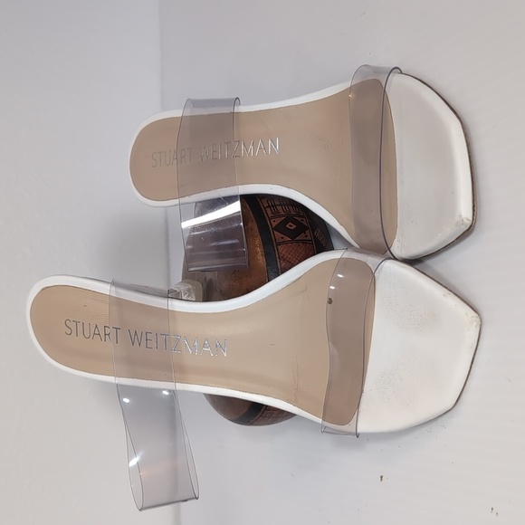 Stuart Weitzman Clear and White Slip On Heels Size 9 - Picture 2 of 13